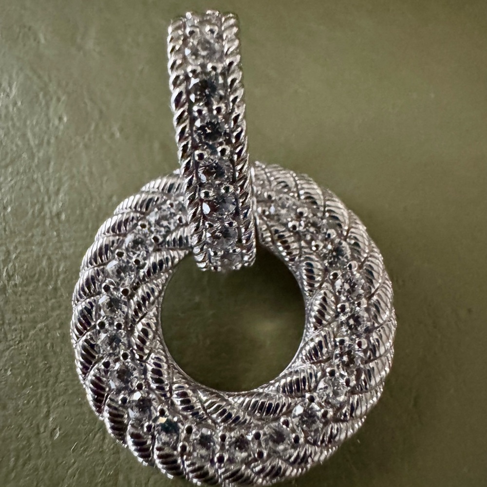Judith Ripka Sterling Silver Textured Circle Pendant - Picture 6 of 10